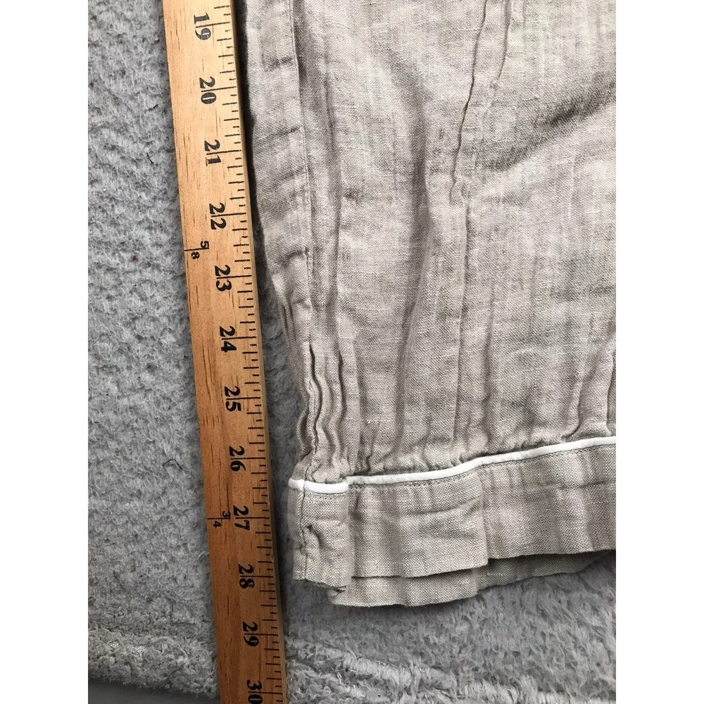 Quince Pants Women M (32x28) Flax 100% European Linen Piping Pull On
